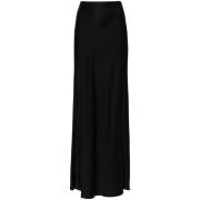 Zwarte Satijnen Lange Rok Patrizia Pepe , Black , Dames