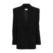 Zwarte Pinstripe Jas met Studs Patrizia Pepe , Black , Dames