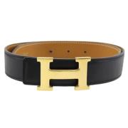 Pre-owned Leather belts Hermès Vintage , Black , Dames