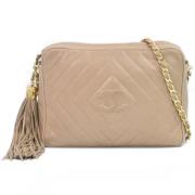 Pre-owned Leather chanel-bags Chanel Vintage , Beige , Dames