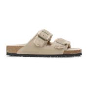 Taupe Leren Slippers Birkenstock , Beige , Dames