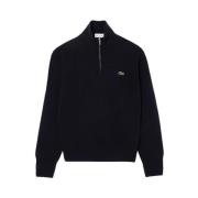 Blauwe Wol Zip-Up Sweatshirt Aw24 Lacoste , Black , Heren