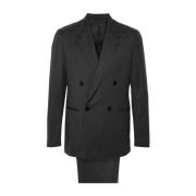 Zwart Gestructureerd Blazer en Broek Set Lardini , Black , Heren