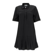 Gerimpelde Geplooide Mini Jurk Ganni , Black , Dames