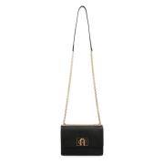 Leren Mini Crossbody Tas met Draaislot Furla , Black , Dames