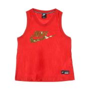 Rood Metallic Goud Tanktop Nike , Red , Dames