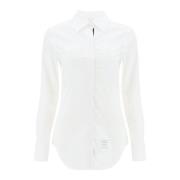 Poplin Aansluitend Overhemd met Tricolor Detail Thom Browne , White , ...