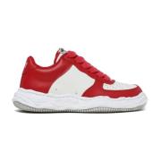 Rode leren sneakers met kleurblok ontwerp Maison Margiela , Red , Here...