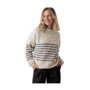 Gestreepte Oversized Pullover Off White By-Bar , White , Dames