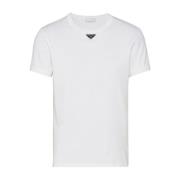 Logo Print T-shirt Prada , White , Heren