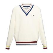 V-hals trui Lacoste , White , Heren