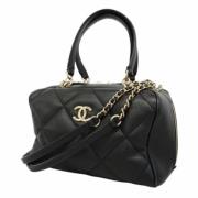 Pre-owned Leather chanel-bags Chanel Vintage , Black , Dames