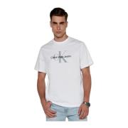 Logo Katoenen T-shirt - Wit Calvin Klein , White , Heren