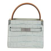 Blauwe Krokodilreliëf Dubbele Tas Tory Burch , Blue , Dames