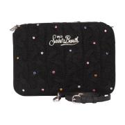 Zwarte tweed Parisienne clutch tas MC2 Saint Barth , Black , Dames