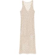 Gouden Mesh Kristalversierde Jurk Patrizia Pepe , Yellow , Dames