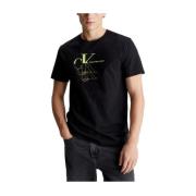 Monogram Echo Grafische T-shirt Calvin Klein , Black , Heren