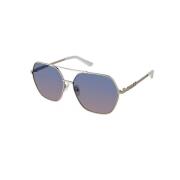 Grijze Metalen Zonnebril met Blauwe Lenzen Guess , Gray , Dames