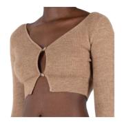 Bruine Mohair Cropped Cardigan Jacquemus , Brown , Dames