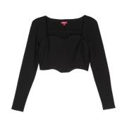 Zwarte Top met Sweetheart Neck en Dartdetails Staud , Black , Dames