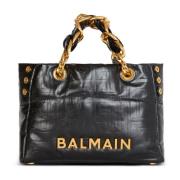 Kleine 1945 Zachte tote tas in gebarsten kalfsleer Balmain , Black , D...