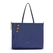 Emblème generfde kalfsleren tote tas Balmain , Blue , Dames