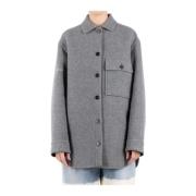 Grijze Wollen Jas Jil Sander , Gray , Heren