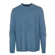 Zachte Gebreide Crew Neck Trui Samsøe Samsøe , Blue , Heren