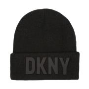 Zwarte Beanie Muts met Metallic Fiber Dkny , Black , Dames