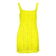 Gele Korte Jurk Vierkante Halslijn Desigual , Yellow , Dames