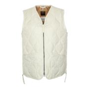 Gewatteerde Militaire Zip V-Hals Vest Taion , White , Heren