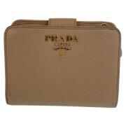 Pre-owned Leather wallets Prada Vintage , Beige , Dames