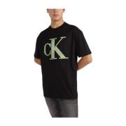 Geperforeerd Monogram T-shirt Calvin Klein , Black , Heren