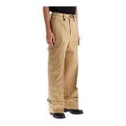 Cargo-geïnspireerde katoenen chino broek Sacai , Beige , Dames