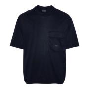 Blauw T-shirt met voorzak en reliëflogo Emporio Armani , Blue , Heren