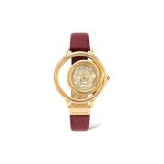 Gouden Leren Quartz Analoog Horloge Police , Red , Dames