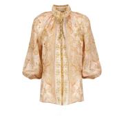 Oranje Paisley Blouse met hoge hals Zimmermann , Orange , Dames