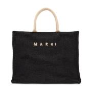 Raffia Effect Tote Tas Marni , Black , Heren