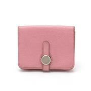 Pre-owned Leather wallets Hermès Vintage , Pink , Dames