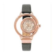 Roze Roestvrij Stalen Leren Horloge Kwarts Police , Gray , Dames