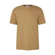 Bruine korte mouw ronde hals shirt Lacoste , Brown , Heren