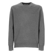 Grijze Wol Crewneck Sweater Geborduurd Logo Saint Barth , Gray , Heren