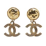 Pre-owned Metal earrings Chanel Vintage , Yellow , Dames