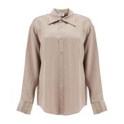 Gerimpeld Satijnen Shirt Filippa K , Brown , Dames