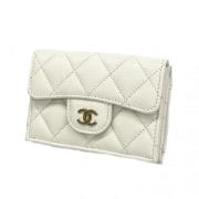 Pre-owned Leather wallets Chanel Vintage , White , Dames