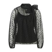 Tule blouse met bloemenborduursel Riani , Black , Dames