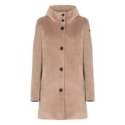 Beige Velvet Parka met Capuchon RRD , Beige , Dames