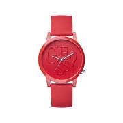 Rode Hars Kwarts Analoge Horloge Guess , Red , Dames