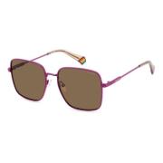 Paarse Metalen Zonnebril UV-bescherming Polaroid , Purple , Dames