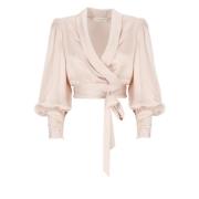 Roze Zijden V-hals Top Zimmermann , Pink , Dames